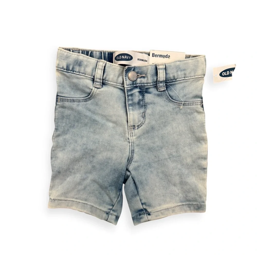 NWT Old Navy Toddler 2T Bermuda Denim Shorts 2pk Dark & Light Wash